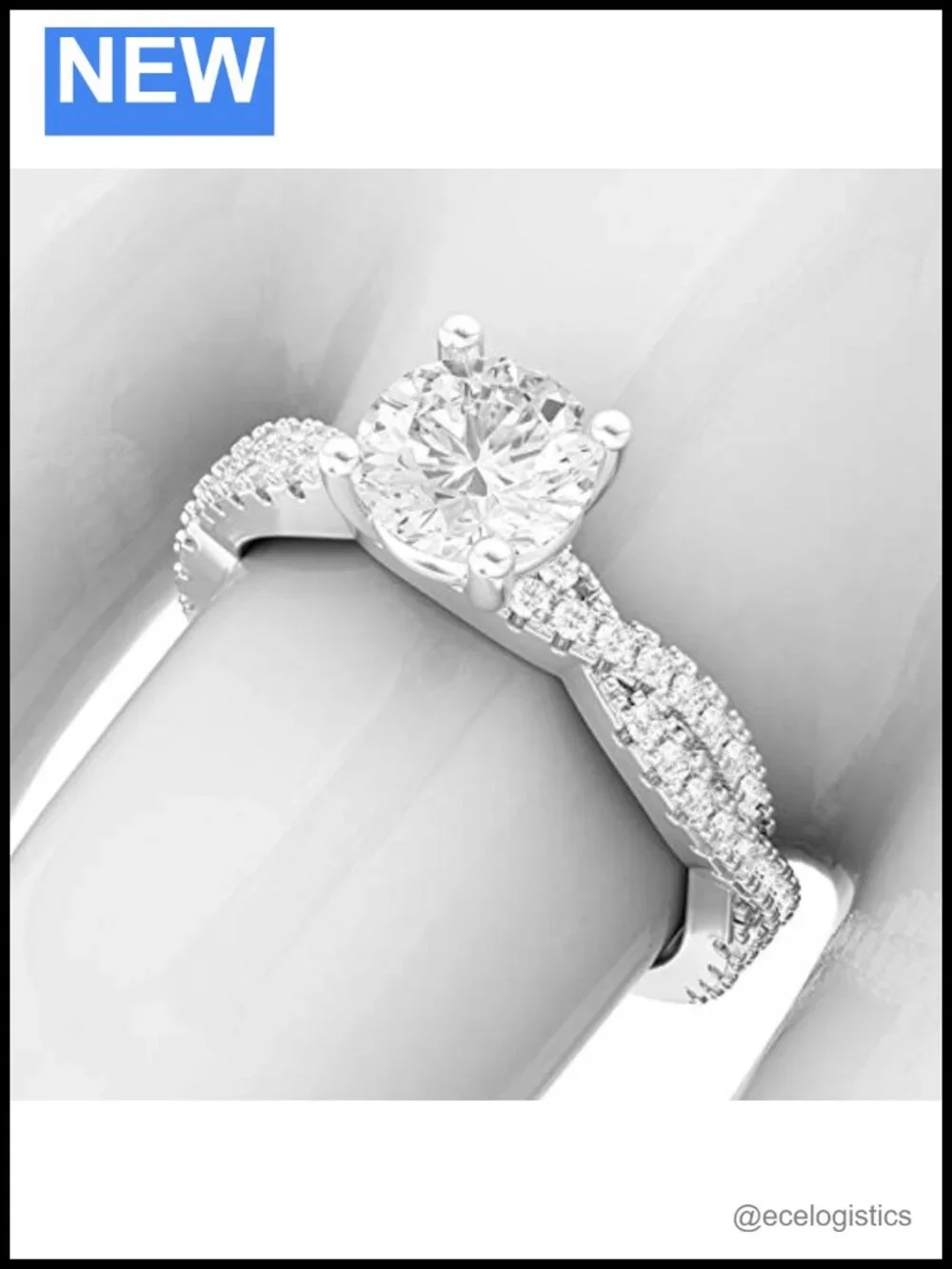 Sterling Silver Twisted Vine Engagement Ring Simulated Diamond Promise Bridal